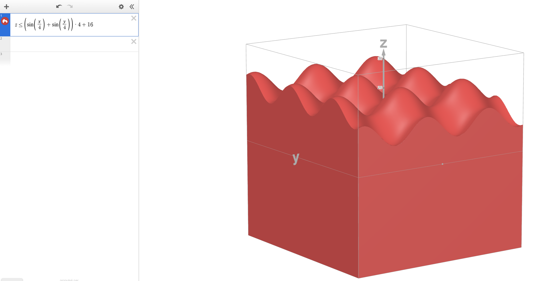 Terrain modélisé avec DESMOS